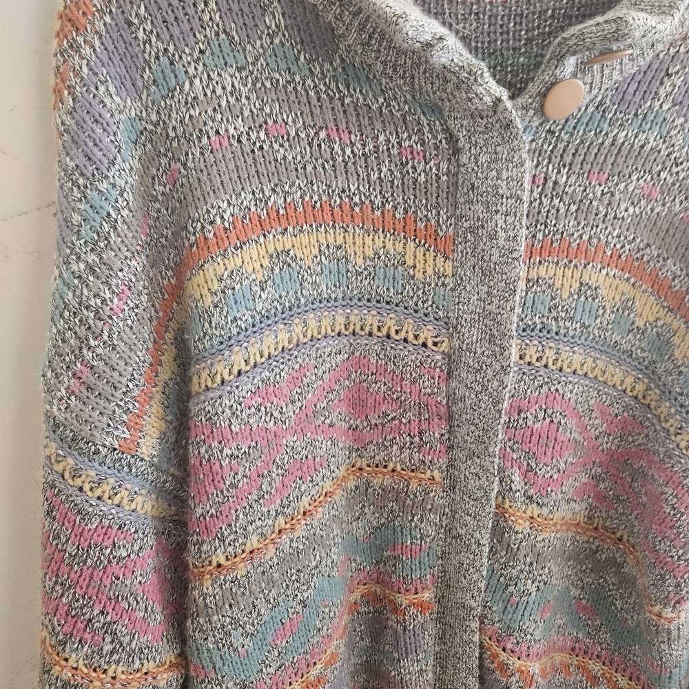 Multicolor, Oversized, Soft,  Patterned Women's Zip Sweater
